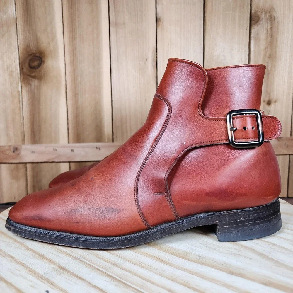 Loake Bros Jodhpur Boots Mens‎ 10 UK 9 Brown Leather Buckle England Made Beatles